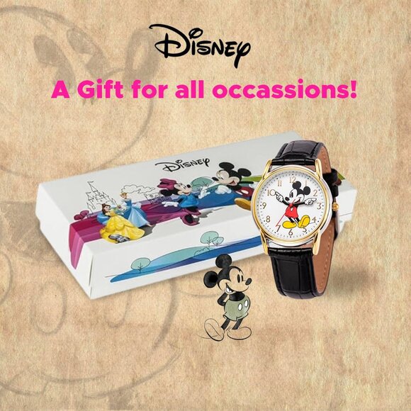 Men Black Disney Mickey Mouse Adult Classic Cardiff Articulating Hands Watch - Picture 7 of 7